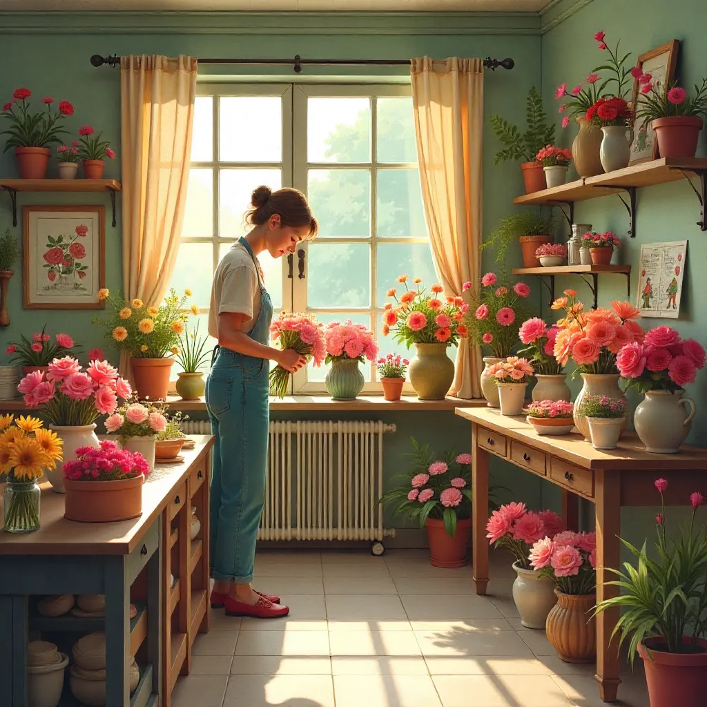 Vores blomsterbutik interiør