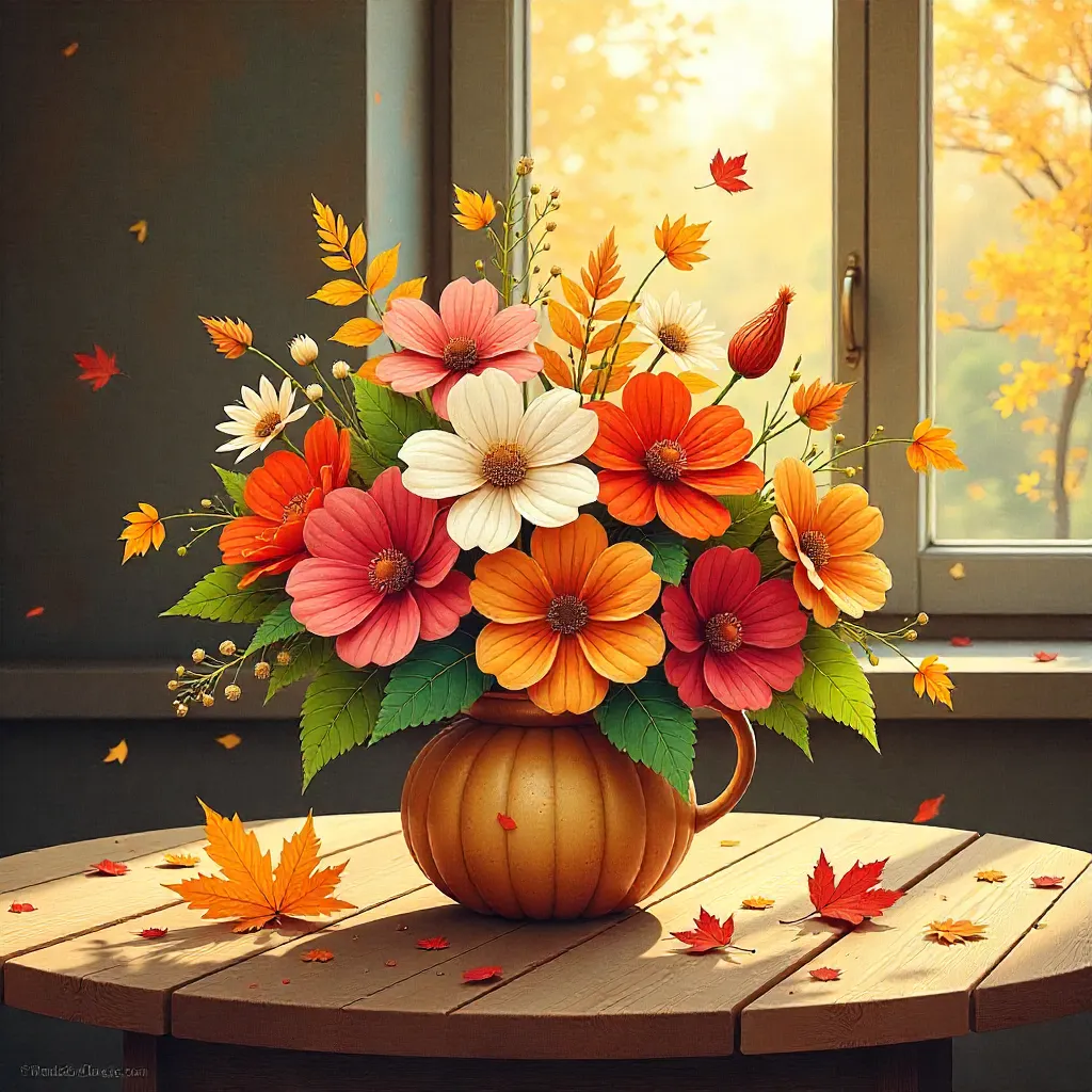 Sæsonbestemt blomsterarrangement