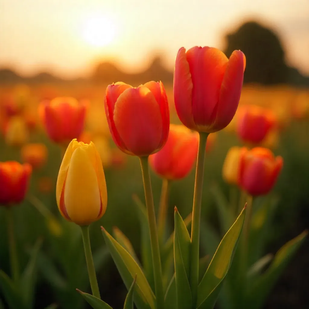 Farverig buket af tulipaner